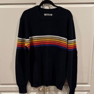 Outerknown Black Sweater with Colorful retro Stripes